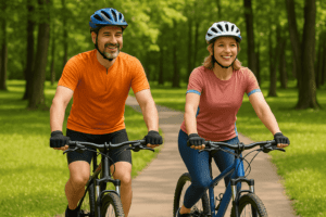 Casal Bicicleta Parque - post