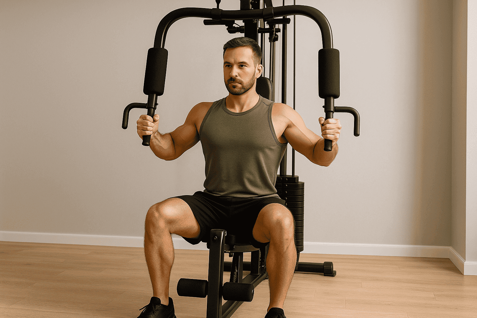 Homem aparelho musculação - post