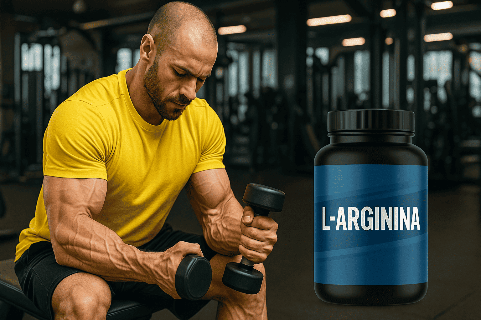 Homem calvo treinando - post arginina