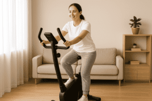 Mulher Bicicleta ergometrica - post