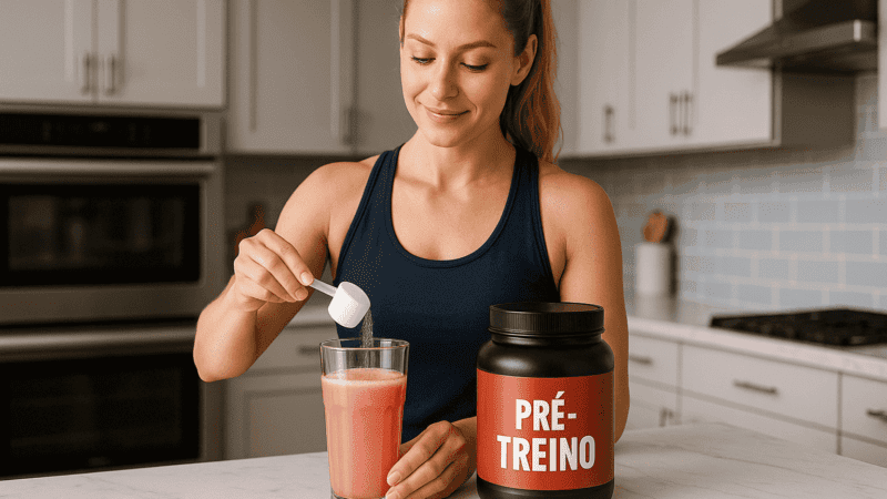 Loja Produto Pré-Treino 3 Mulher preparando pre-treino - usada post produto